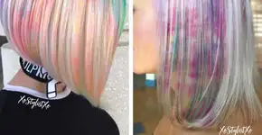 Estes cabelos coloridos com efeito marmorizado são incríveis