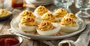 Receita prática de ovos recheados fica cremosa com toque especial