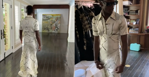 Madonna mostra filho de 15 anos desfilando de vestido e o encoraja