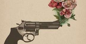 Uma espingarda que ao invés de balas, dispara flores