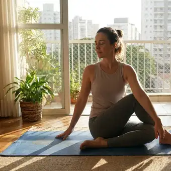 Featured mobile: Alongar o corpo em casa em vez de fazer musculação ajuda muito, mas só vale a pena se cada posição for sustentada por no mínimo 30 segundos, a respiração for controlada e lenta durante todo o exercício e a sessão acontecer preferencialmente pela manhã em jejum