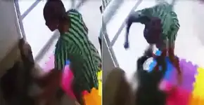 Vídeo mostra babá sendo agredida pela patroa antes de pular do 3º andar