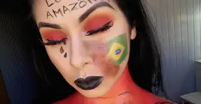 Influencer pinta o corpo em prol da Amazônia, é criticada e rebate