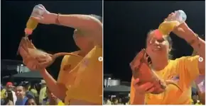 Eleitores dão bebida alcoólica a tatu-bola durante comemoração