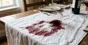 Descobrimos um truque genial para remover manchas de vinho da toalha de mesa