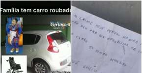 Ladrões devolvem carro com cadeirinha de criança com deficiência e deixam bilhete