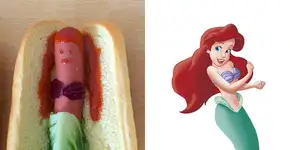 Artistas transformam princesas da Disney em cachorro-quente