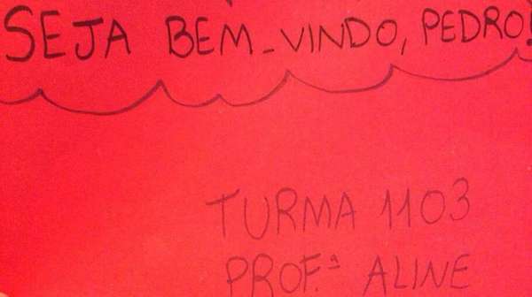 Desenho dos colegas de Pedrinho desejando boas-vindas