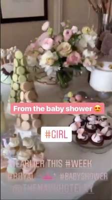 Captura de vídeo que mostra decoração igual a que foi usada no chá do bebê de Meghan e Harry