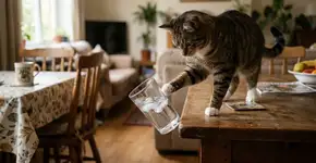 Por que os gatos empurram objetos de bordas de propósito?