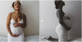 Ela só tem nove anos e realizou o ensaio de gestante da mãe