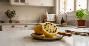 Desde que coloquei essa fruta cortada em um prato, nenhuma mosca entrou na minha cozinha