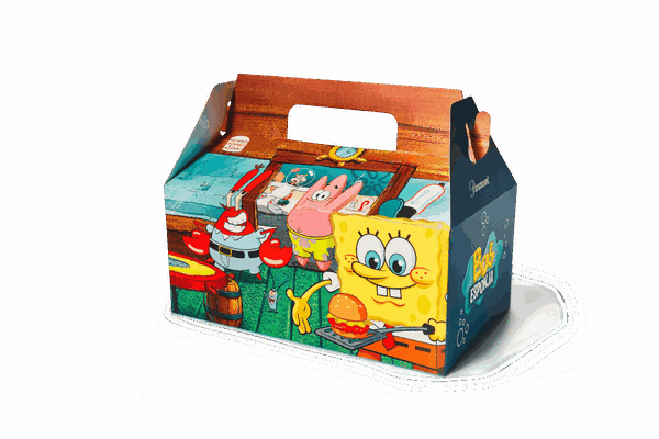 O clássico King Jr. é composto por sanduíche de pão, carne e queijo ou BK Chicken 4 unidades, 1 água, 1 batata pequena, 1 maçã e um brinquedo em edição limitada inspirado no Bob Esponja e custa a partir de R$ 26,90