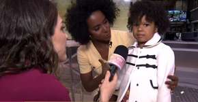 Fã mirim de Maju Coutinho conhece a apresentadora na Globo