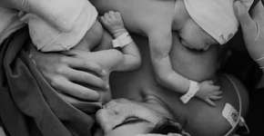 André Rizek posta fotos do nascimento dos filhos com Andréia Sadi