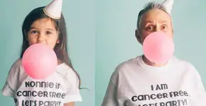 Vó e neta posam em ensaio para celebrar a cura do câncer