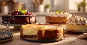 Cheesecake ganha quatro versões diferentes entre clássico de forno, sem cocção, chocolate e limão com merengue