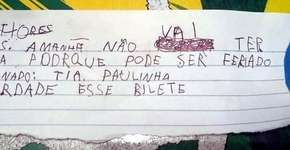 Menino de 5 anos escreve bilhete em nome da professora e viraliza
