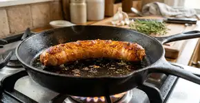 A gordura escorre da linguiça sozinha: um truque simples para grelhar sem estourar e sem deixar a frigideira encharcada de gordura