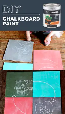  Tinta caseira para textura estilo quadro negro - Misture 1 xícara de látex para pintar casa ou pintura acrílica com 1 colher de sopa de argamassa de telha sem areia. Misture tudo até não sobrar nenhuma pelota.