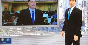 Evaristo Costa e Cesar Tralli usam roupas iguais e brincam