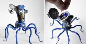 Artista da Lituânia cria ‘esculturas-robôs’ a partir de lixo