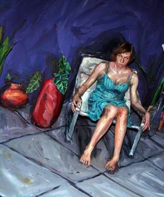 A artista transforma modelos em quadros