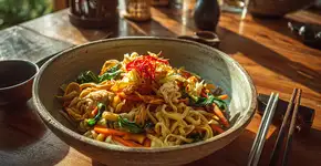 Como preparar um macarrão frito no estilo lendário muito saboroso