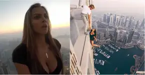 Modelo arrisca a vida para fazer foto no topo de arranha-céu