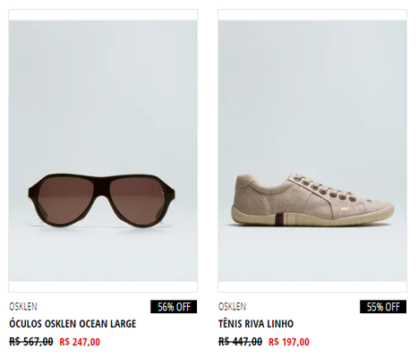 Peças da Osklen em promoção