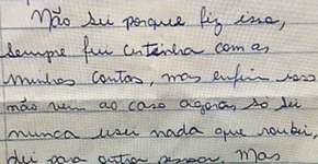 Mulher manda carta pedindo perdão por furto a comerciante