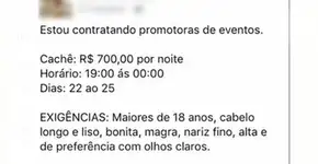 Anúncio pede candidata de ‘cabelo liso’ e ‘olhos claros’