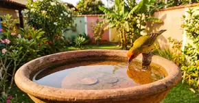 A todos que tem um bebedouro de aves é aconselhado colocar um elemento natural dentro dele