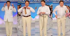 Com direito a strip tease, Silvio Santos troca de roupa no palco