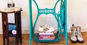 Faça uma mesa com máquina de costura antiga