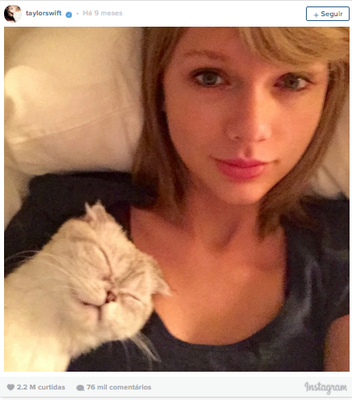9º lugar: Taylor Swift, mais de 2,2 milhões de curtidas