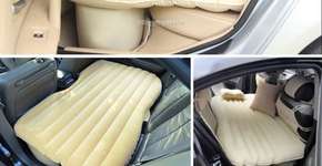 Colchão inflável transforma banco do carro em cama