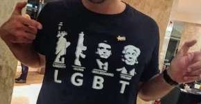 Eduardo Bolsonaro usa o pai e Trump em camiseta com piada sobre LGBT