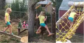 Inspiração: pai monta circuito de obstáculos incrível no jardim