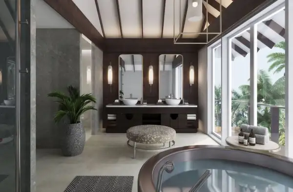 Interior de uma das casas de dois quartos do Naladhu Private Island