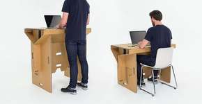 Mesa dobrável de papelão economiza espaço e pode ser transportada com facilidade