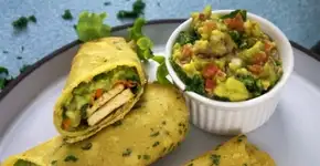 Wrap de grão-de-bico sem glúten: 3 minutos e está pronto