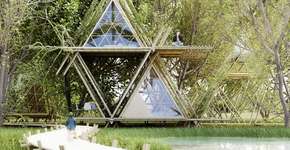 Projeto de hotel ecológico feito com bambu