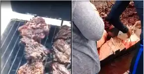 Carne de baleia que encalhou em Salvador vira churrasco