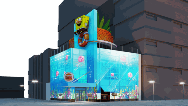 O universo da Fenda do Biquíni desembarca com seus divertidos personagens do desenho do Bob Esponja no Burger King da Paulista