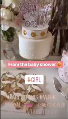 Captura de vídeo que mostra decoração igual a que foi usada no chá do bebê de Meghan e Harry