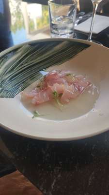 Crudo del Pacífico (peixe fresco do dia com água de tomate limachinos e azeite de Cachabuco