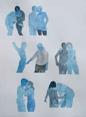 As ilustrações são inspiradas em imagens de sites pornôs (Divulgação/Dan Gluibizzi)