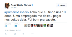 Perfis no Twitter ridicularizam campanha que denuncia primeiro assédio sexual