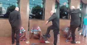 Vídeo mostra segurança de churrascaria chutando limpador de vidro em SP